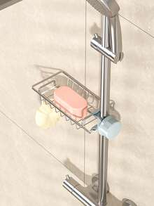 1pc Shower Caddy And Soap Holder, Wall Mounted, Adjustable Height, Fits Shower Rod, For Storing Shower Gel, Shampoo And Soap, Bathroom Accessory - Multicolor - View 10