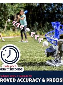 Franklin Sports MLB Máquina de Lanzamiento de Bolas de béisbol, electrónica, Altura Ajustable, lanzamientos de Bolas Cada 7 Segundos, Incluye 6 Pelotas de béisbol de plástico - azul real - Ver 3