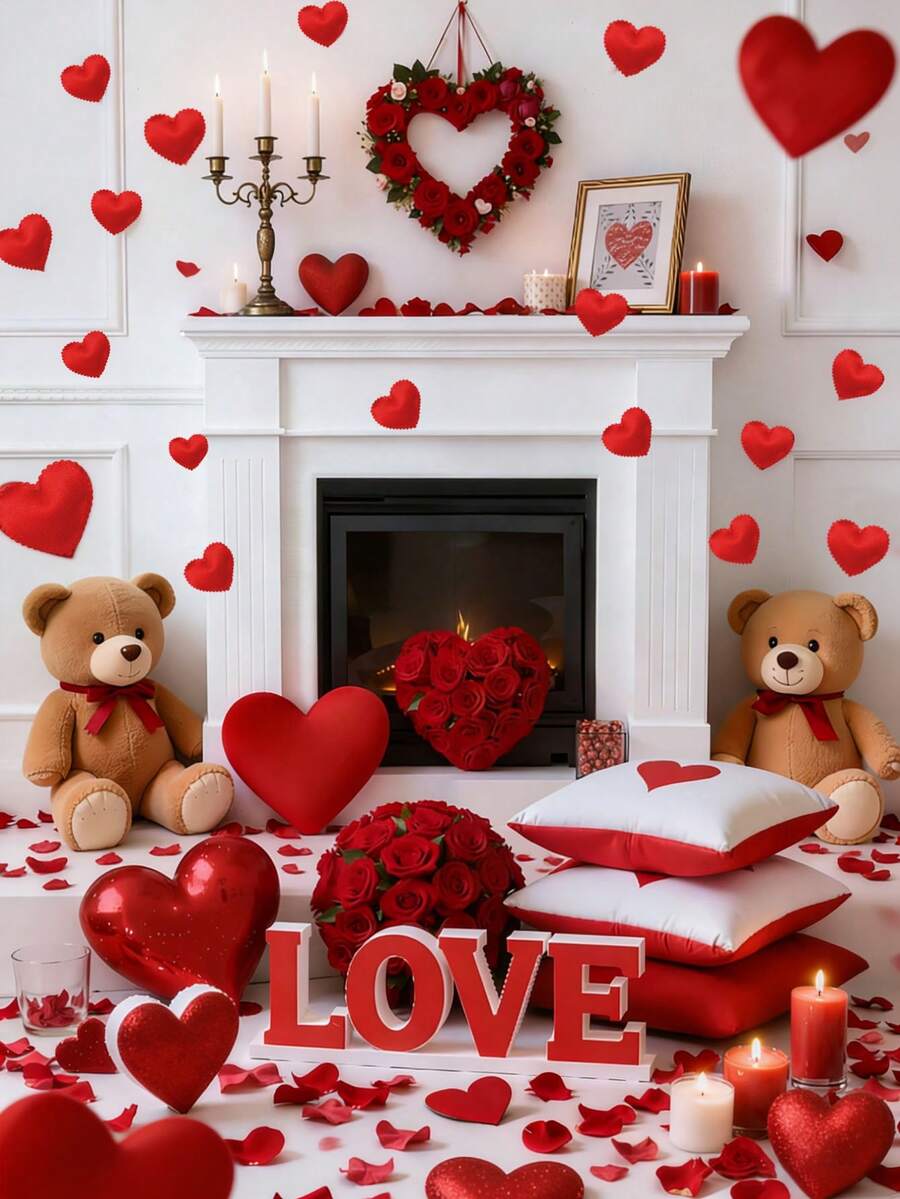 200/100pcs Romantic Red Heart Shaped Sponge Petals Decor, Atmosphere Decoration For Valentine's Day; Wedding Ceremony Confetti For Newlyweds, Proposal Romantic Occasion Decor, Event Planning Party Supplies, Anniversary Tabletop Decor, Holiday Celebration Atmosphere Enhancer - Multicolor - View 1