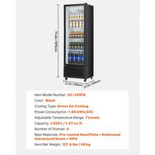 Refrigerador comercial con puerta de vidrio de 11,47 pies cúbicos para bebidas - 11,47 pies - Ver 7