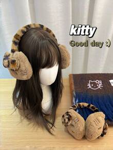 SANRIO 1 chiếc bịt tai Hello Kitty hoạt hình dễ thương màu trơn, bịt tai giữ ấm khi đi xe đạp ngoài trời thông thường, bịt tai bằng lông dày, thích hợp cho mùa thu/đông - Nhiều màu - Xem 4