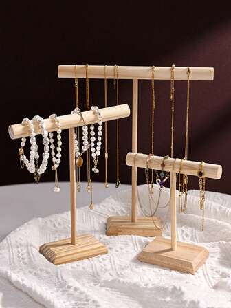 1pc Multi-Functional Jewelry Display Stand, Jewelry Organizer Holder, Suitable For Jewelry And Accessories, Wooden Jewelry Bracelet Watch Display Tower, Men/Women Watch Holder, Bangle Scrunchie Necklace Holder Storage Stand, Organizer For Scrunchies Headbands And Keychains, Jewelry Storage Rack For Hair Tie, Bracelet, Necklace, And Accessories