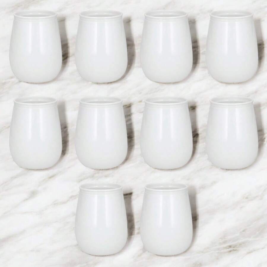 PromoClick Paquete de 10 Vasos de Plastico PET de 350ml - Blanco - Ver 1