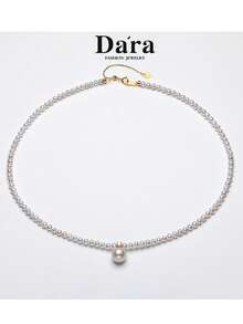 DARA 925 Sterling Silver Freshwater Pearl Necklace, 3-4mm & 10-11mm Pearls, Suitable For Women's Business, Casual And Daily Wear