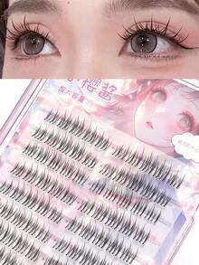 140/120/100/80Clustered Segmented False Eyelashes C Curl, Handmade Woven False Eyelashes, Single Cluster Eyelashes,10-13mm Size, Reusable, Natural Soft, Long-Lasting Effect, Korean False Eyelashes, Gift, Suitable For Women And Girls, Large Volume Segmented False Eyelash Clusters, Eyelash Clusters, Single Eyelashes, False Eyelashes - 黑色 - 查看 5