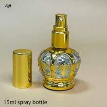 Botella de bola rodante con grabado dorado, diseño de estilo de Oriente Medio - Botella de perfume/aceite esencial de lujo portátil, recargable y a prueba de fugas - Dorado - Ver 16