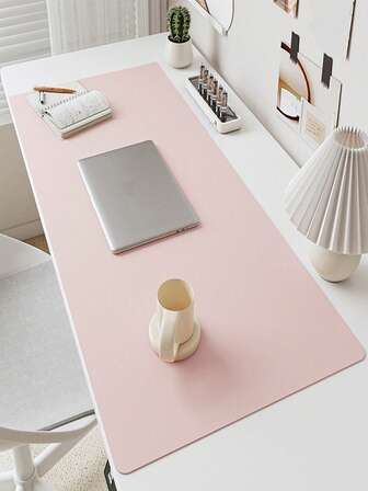 1pc Desk Mat - Extra Large, Stain-Resistant, Anti-Damp, Eye-Protective, High-Quality, Computer Pad - PU Leather, Simple Solid Color Mouse Pad