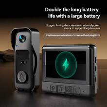 Newest Wireless Video Doorbell Camera, 4.3" Real-Time Indoor Monitor, No App Needed, Local Recording, Enhanced Night Vision, Two-Way Audio, Long Battery, Indoor Use, Wall-Mounted, Touch Control, Rechargeable, Elder-Friendly Home Monitoring