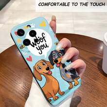 1PC Phone Case,  Dachshund Dogs Speech Bubble Hearts , Stylish Phone Case, Phone Decoration, All-around Lens Protection, Creative Small Gift, Funny Gift for Boys and Girls - Negro - Ver 1