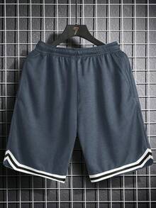 1 Peça Shorts Casuais, Confortáveis, Simples, Versáteis e Elegantes para Exercícios Externos, Verão, para Meninos Adolescentes - Chumbo - Visão 3
