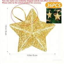18/24/36pcs Gold Star Shaped Hanging Decorations, Ramadan Decor, Party Decorations, 1.96 Inches, Plastic Material, Holiday, Party, Gift And Festival Decorations