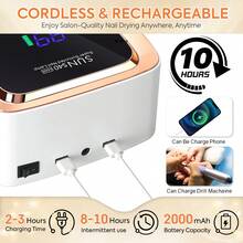 57W UV LED美甲灯，可充电凝胶美甲烘干机，带定时器、自动感应器、液晶显示屏和大屏幕，美甲工具 - 黑色 - 查看 7