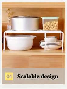 Gray/White Expandable Shelf, Kitchen Storage Rack, Multi-Purpose Organizer Rack, Suitable For Kitchen, Bathroom, Cosmetics, Desk Storage, Grid Design For Easy Drainage - Multicolor - View 10