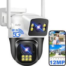 12MP Modelo Impermeable Outdoor | Atsg® Cámara de Vigilancia, camaras ip 1080p con vision nocturna,   2 Lente 2 Pantalla 5G/2.4G, Zoom Digital 10X WiFi Dual, Seguimiento Automático movimiento detectar, IP66 dos vías audio, Blanca 1080P, Adaptador de Corriente Manual en Español para parqueadero/tienda/outdoor/indoor - Tipo de Enchufe A USA (110-127V) - Ver 12