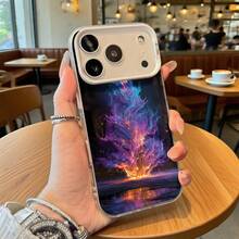 Funda de Teléfono Patrón de Árbol de Llama Plateada para  14 Pro Max  13  Galaxy S23 Opción de Regalo Ideal para Todas las Estaciones - Plateado - Ver 1