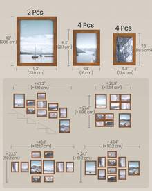 SONGMICS Picture Frames, Collage Picture Frames Set Of 10, Two 8x10, Four 5x7, Four 4x6, Photo Frame For Wall Gallery Decor, Table Display, Glass, Rustic Brown - 黃棕色 - 查看 4