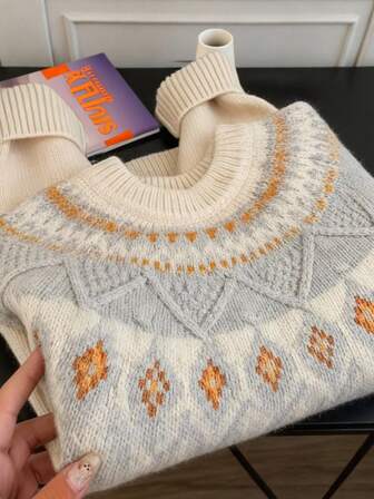 كنزة صوفية نسائية ذات تصميم حر للخريف/الشتاء، موضة بسيطة للأعمال والأناقة اليومية، مناسبة للعطلات والمناسبات الرسمية، دافئة وعملية وتبدو رشيقة، بتصميم كوري مناسب للسهرات والعطلات والمكتب