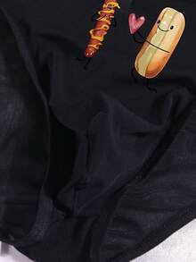 Valentine's Day Men's Black Printed Pattern Breathable Comfortable Holiday Briefs - Black - View 6