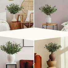 1/2 Stück lebensechte künstliche Olivenzweige mit realistischen grünen Früchten, geeignet für Heim- und Gartendekoration, Hochzeiten, Valentinstag, Ramadan, Geburtstage, Partys und kreative Geschenke, langanhaltend Kunststoff, einfach aufzustellen, ohne Behälter - Olivgrün - Übersicht 5
