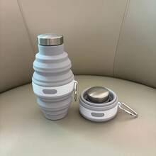 A Silicone Collapsible Water Cup, Portable And Sealed With Dual Ends, Featuring A Stainless Steel Hook For Attaching To A Backpack, Suitable For Outdoor Activities, Sports, Fitness, And Travel, With A Capacity Of 16.06oz - Xám - Xem 9