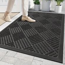 Indoor/Outdoor Rubber Entryway Doormat - Durable, Easy-Care, Non-Slip, Polyester, Hand-Washable Carpet - Ideal For Porch, Patio, Kitchen, Bathroom - Modern, Simple Design In Multiple Sizes