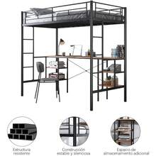 Bunk Bed Base, Single Bed, Desk And Charging Station - 黑色 - 查看 11