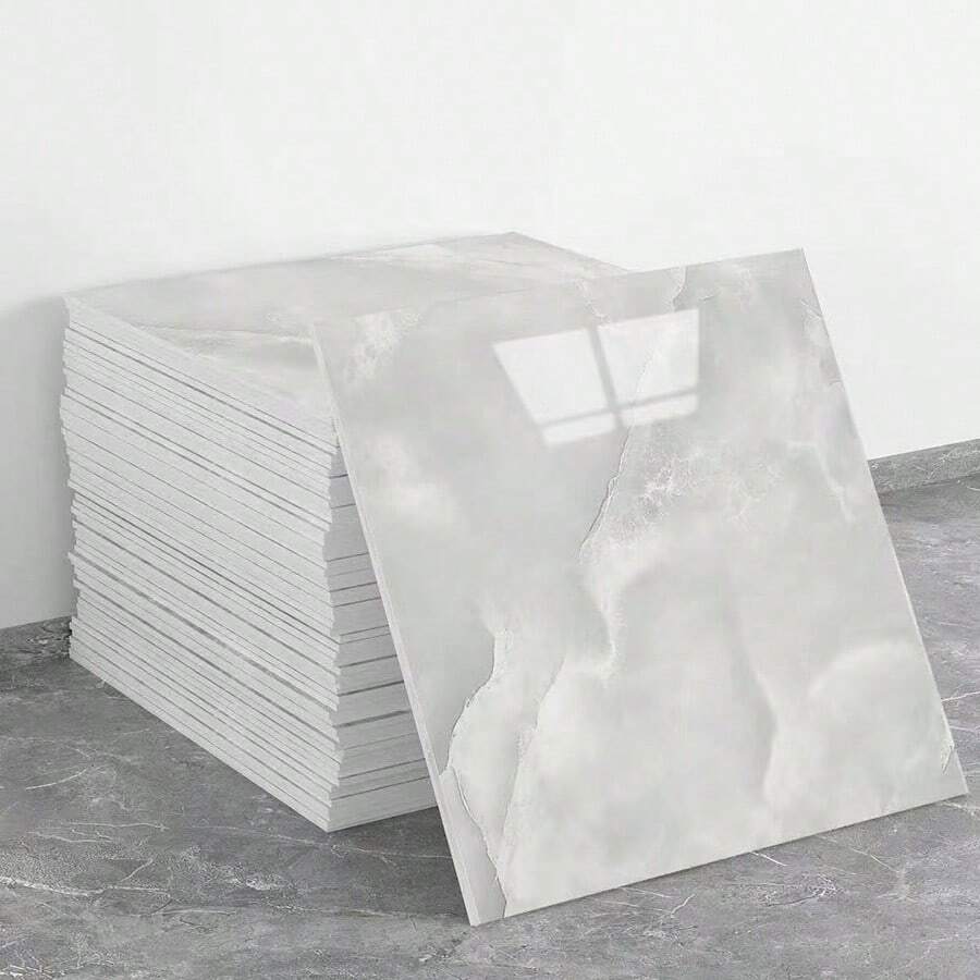 24片装大理石纹自粘防水淋浴墙板 - 易于安装的浴室、厨房、客厅防溅板瓷砖 - 11.8英寸 x 11.8英寸 PVC墙面装饰 - 彩色 - 查看 1