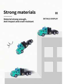 1:48比例遥控自卸车套装，包含1辆推土机/4辆塑料小车，工程车玩具，半挂牵引车，适合3岁及以上儿童，遥控车玩具