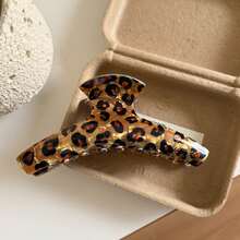 1个法式粉色豹纹发爪夹，时尚高端简约别致发夹，金色箔片点缀，适合作为情人节礼物，女士发饰时尚发夹 - 粉色 - 查看 4