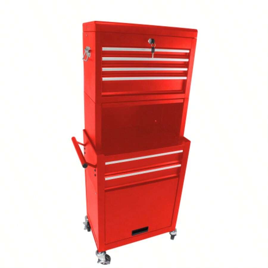 Tool Cabinet On Wheels, 6-Switchable Rolling Toolbox With 4 Universal Wheels, 2 In 1 Removable Toolbox Storage Organizer For Garage, Workshop, Repair Shop, Red. - Red - View 1