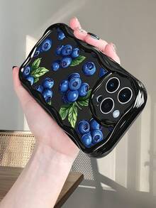 Funda para teléfono con diseño de arándanos y hojas verdes, a prueba de golpes, ajustada, moderna y con estampado de comida, compatible con iPhone 16ProMax/16E/16Pro/16Plus/16/15ProMax/15Pro/15Plus/15/14ProMax/14Pro/14Plus/14/13ProMax/13Pro/13/13Mini/12ProMax/12Pro/12/12Mini/11ProMax/11Pro/11/XSMAX/XR/X/XS - Blanco - Ver 10
