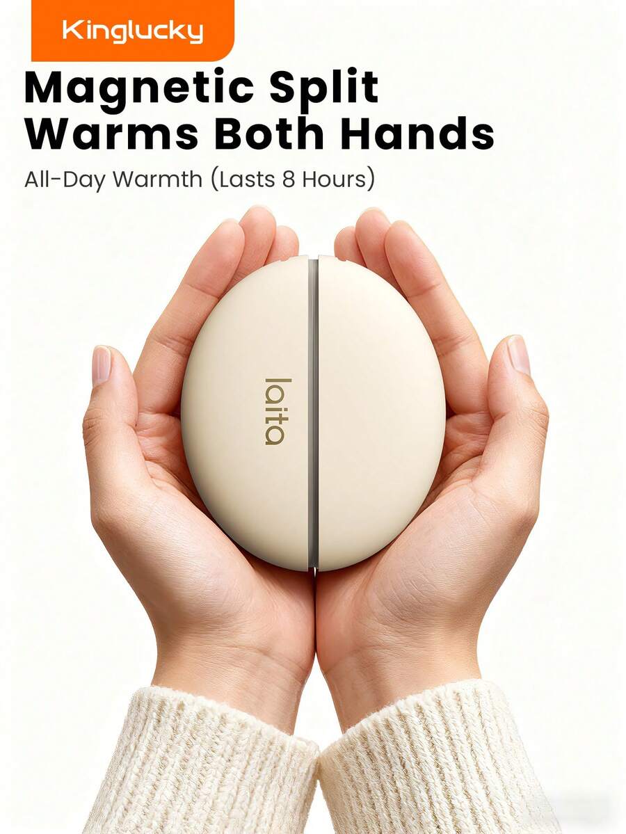 Kinglucky 2pcs 4000mAh USB-C Rechargeable Hand Warmer, Portable Pocket Electric Hand Warmer, Fast Heating, 3 Gear Magnetic Adjustment, Reusable Hand Warmer, Suitable For Christmas, Gloves, Travel, Camping, Hunting, Unisex - Apricot - View 1