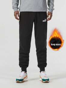 Puma 男士抓绒内衬运动裤，日常户外学生运动裤，拉绒内衬，慢跑，健身，抽绳裤脚，休闲裤，682724-01 - 黑色 - 查看 3