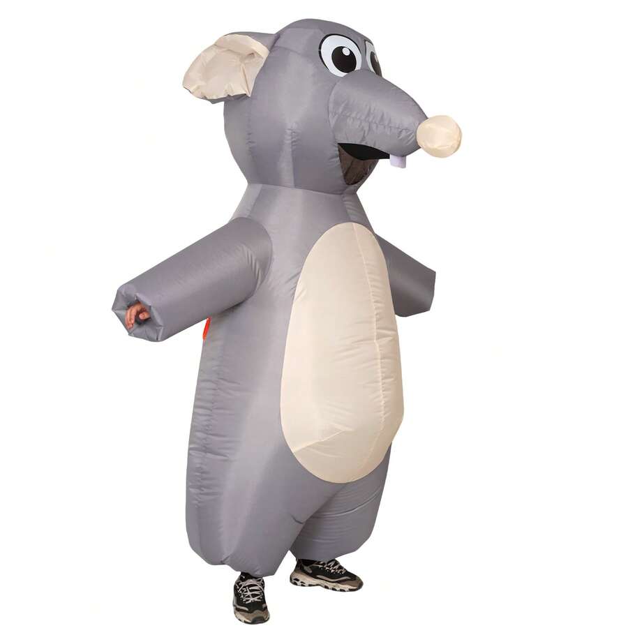 1pc Mouse Inflatable Costume Suitable For Height 1.5-2m, With Blower, No Battery, Cosplay, Valentine's Day, Halloween, Christmas, Carnival, Street Performance, Party Costume - 老鼠充氣服裝 - 查看 1