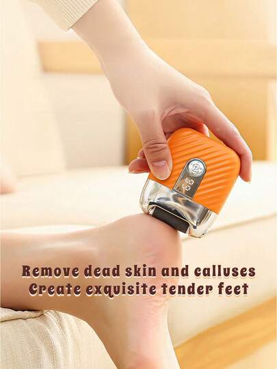 1pc Rechargeable Electric Foot Callus Remover, One-Touch Operation, Anti-Slip Ergonomic Handle, LED Power Display, Built-In Cleaning Brush, Washable, Salon-Level Foot Care At Home, Compact & Portable For Travel, Easy Dead Skin Removal, Essential Self-Care Item, Also A Thoughtful Gift For Her/Him On Holidays/Birthdays, Achieve Soft & Confident Feet In Minutes.