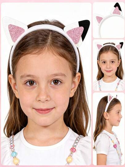 1pc Onion Powder Color Cat Ear Headband, Sweet & Cute All-Match Fashion, Suitable For Daily Outfit, Holiday, Birthday Gift