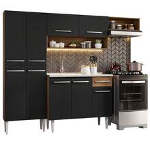Cocina Integral 229cm Con Fregadero Emilly Madesa 12 Color Marrón/Negro - Marrón y Negro - Ver 3