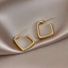 Minimalist Geometric Hoop Earrings For Elegant Women, French Style, Vintage Fashion Jewelry - 彩色 - 查看 8