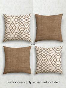 4pcs Modern Geometric Pattern Pillow Covers, Decorative Geometric Line Throw Pillow Cases, Vintage Linen Material, Hidden Zipper Closure, Machine Washable, Minimalist Stylish Line Design, Suitable For Home Decor, Sofa, Living Room, Bedroom, Car, Outdoor Cushion Covers, No Pillow Insert - Camel - View 12
