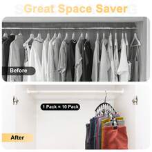 2pcs/1pc Stainless Steel Pants Hanger, Wardrobe Storage Rack, Space-Saving Curved Closet Organizer With 10/15 Clips, Multi-Functional Household Clothes Rack For Drying Underwear, Socks, Pants, Garments, Etc. - Multicolor - View 5