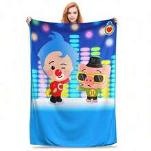 Cute Cartoon P-Plim Flannel Blanket Spring  Soft Durable Throw Blanket   Bedroom Novelty Bedspread Sofa Bed Cover - Đen và trắng - Xem 1