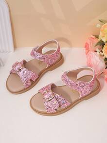 Summer New Thick-Soled Shiny Pink Sequin Children's Sandals, Buckle Design, Girls' Princess Flat Sandals, Non-Slip And Comfortable - Pink - View 8