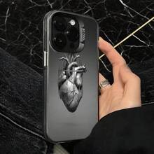 Funda de Teléfono Diseño de Corazón Anatómico Gris Para iPhone 14 15 Pro Max  Galaxy S23 S24 Ultra Ideal para Regalo en Todas las Estaciones - Negro - Ver 4