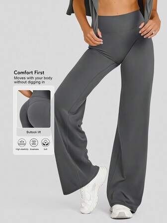 Sodalemon Pantalones de yoga sin costuras para mujer, pantalones deportivos de pierna ancha y suelta que levantan el trasero, mallas acampanadas para entrenamiento de yoga y danza