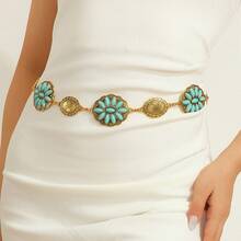 Vintage Gold Turquoise Bohemian Fashion Women's Waist Chain For All Seasons - Gold - View 3