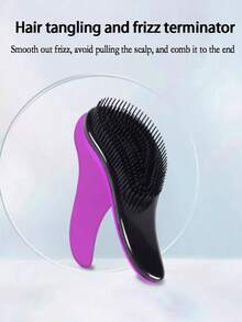 1把蓬松高冠造型按摩气垫顺发梳，便携式气泡顺滑发梳，干湿两用（紫色），男女通用 - 紫色 - 查看 2