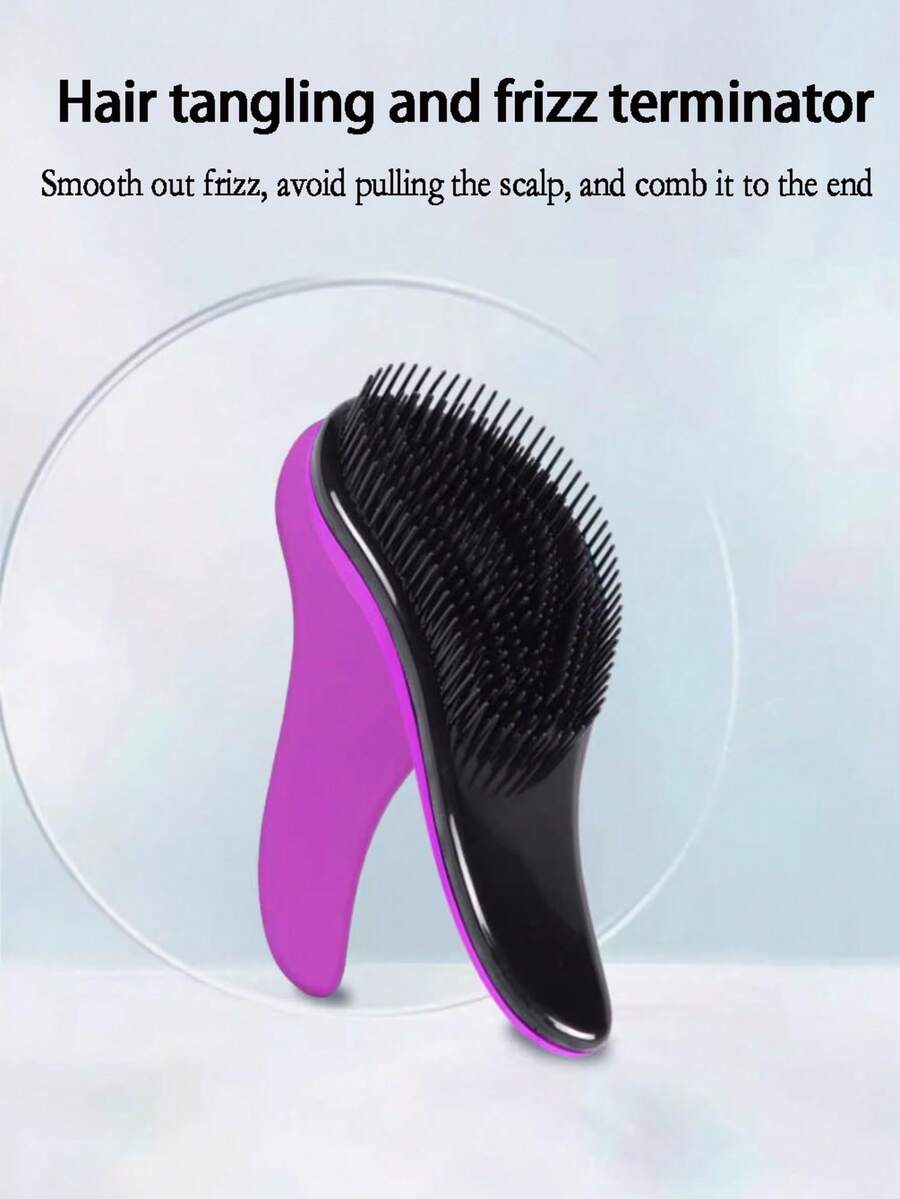 1把蓬松高冠造型按摩气垫顺发梳，便携式气泡顺滑发梳，干湿两用（紫色），男女通用