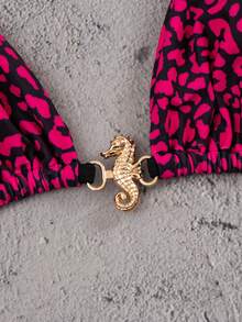 wohenmeili 吊带豹纹时尚夏季比基尼套装 - 蒙特內紅 - 查看 8