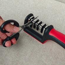 Kitchen Multifunctional Knife Sharpener - Tungsten Steel & Ceramic Grinding Stones For Coarse/Fine Sharpening Of Knives & Scissors - Đỏ - Xem 2