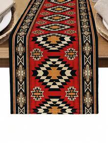 1 pieza Camino de mesa con estampado geométrico, 4 piezas Individuales con estampado geométrico, adecuado para fiestas, cumpleaños, cenas, decoración de cocina y comedor, decoración del hogar y sala de estar para todo el año - Multicolor - Ver 14